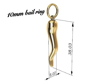 Genuine 18ct 750 Yellow, Rose or White Gold Large Lucky Italian Horn Of Plenty Pendant