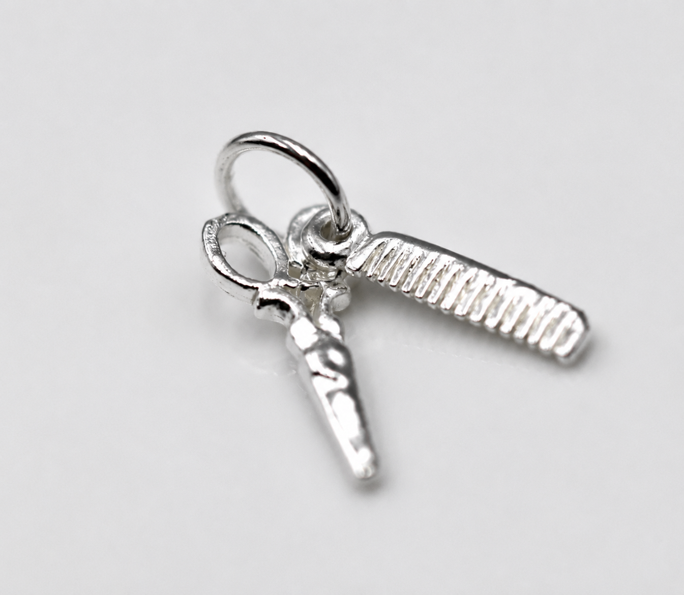 Sterling Silver 925 Comb & Scissors Hairdresser Small Pendant Or Charm