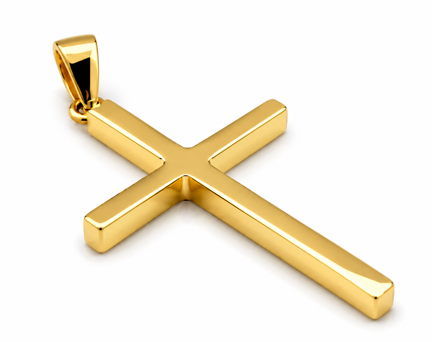 Kaedesigns Genuine Stick Sterling Silver 925 Yellow Gold Plated Cross Pendant