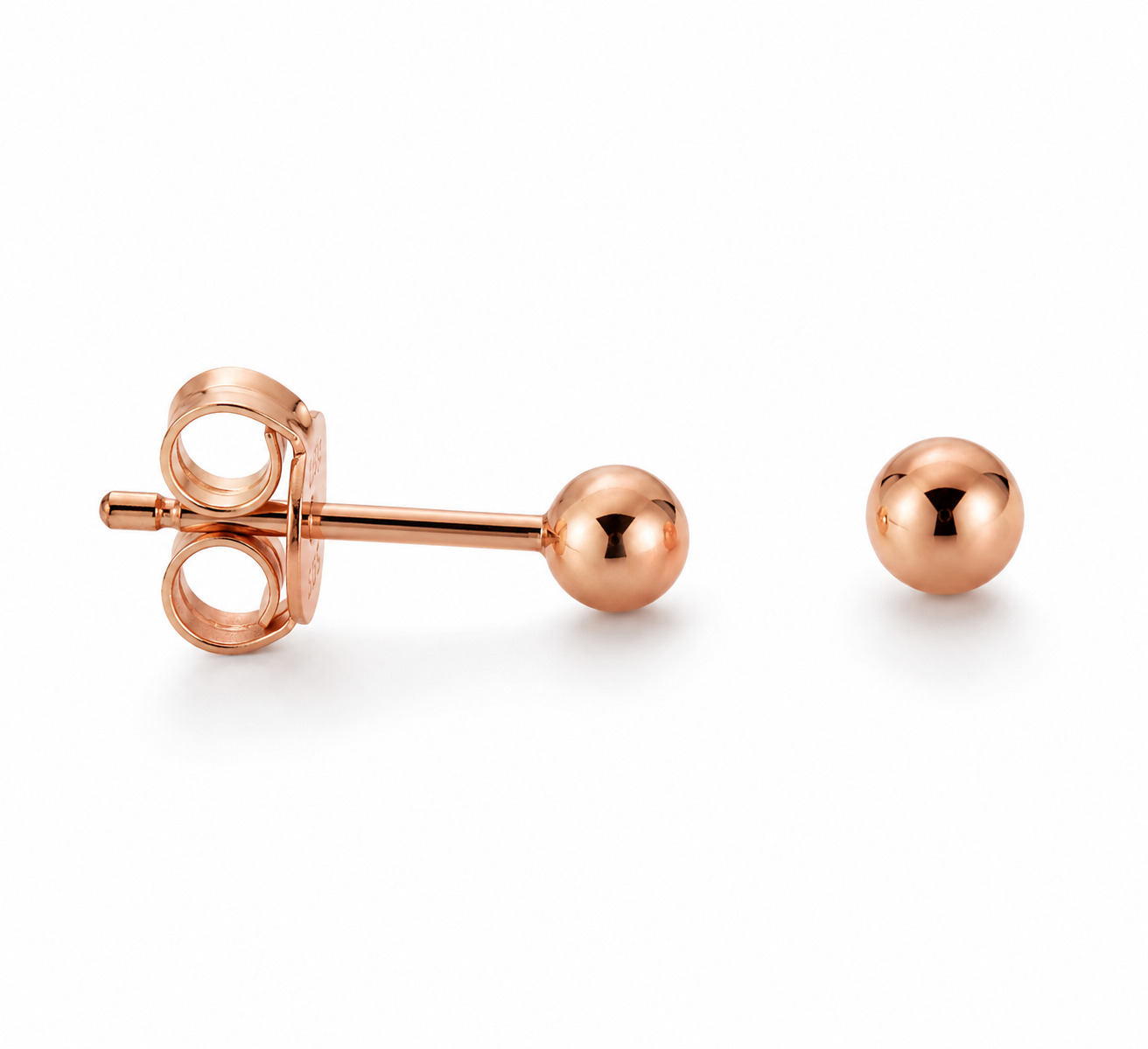 Kaedesigns 9ct 9k 375 Rose Gold 3mm Stud Ball Earrings