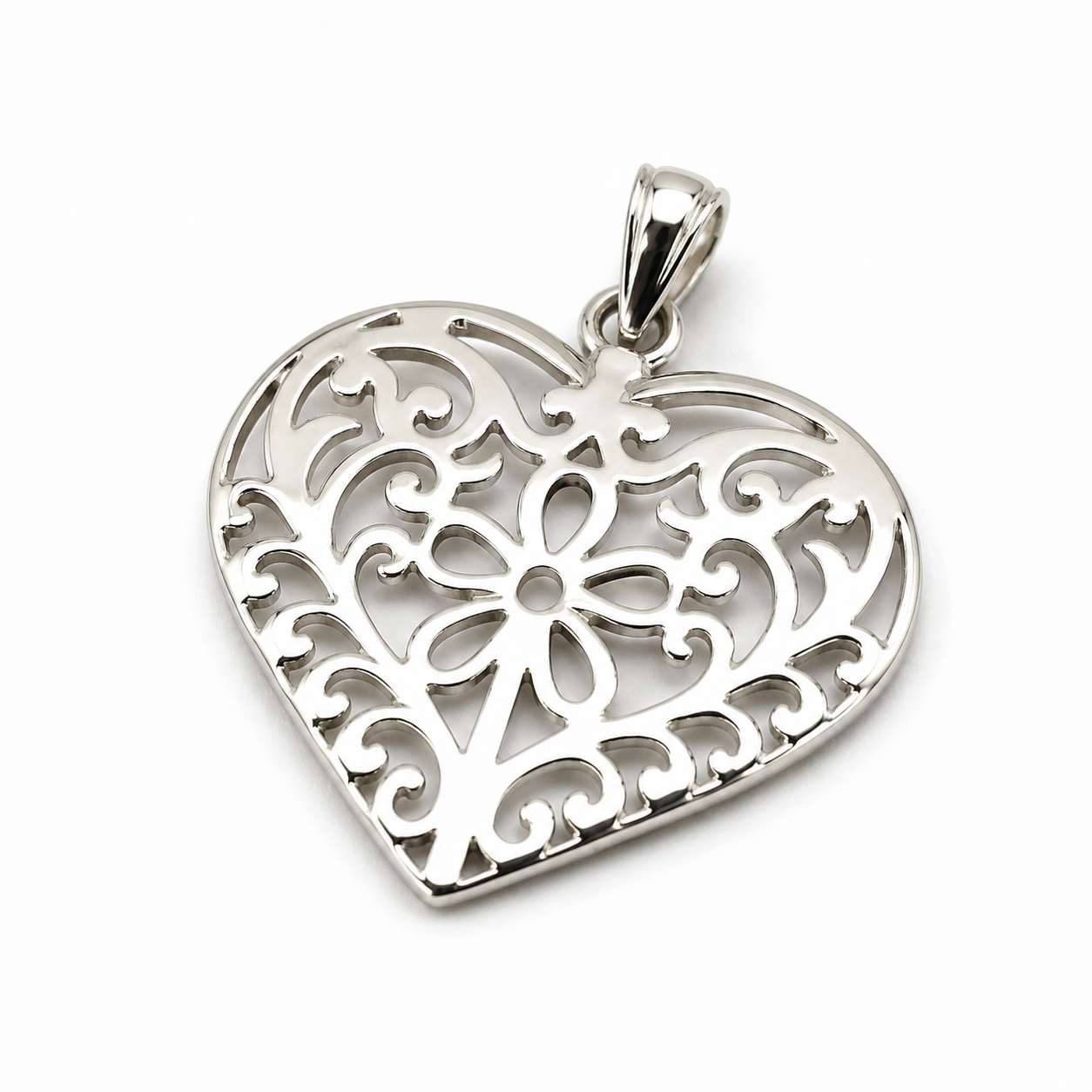 Kaedesigns Genuine Sterling Silver 925 Filigree Heart Pendant Charm