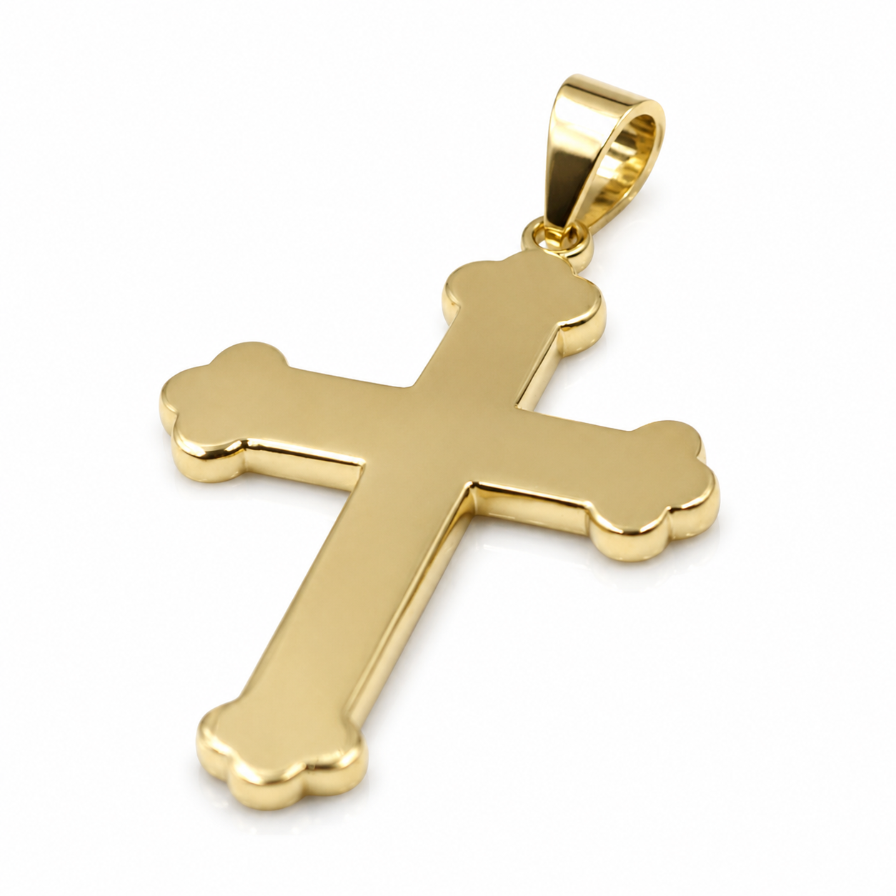 Genuine Full Solid 18ct 18kt 750 Yellow, Rose or White Gold Plain Byzantine Cross Pendant 21g