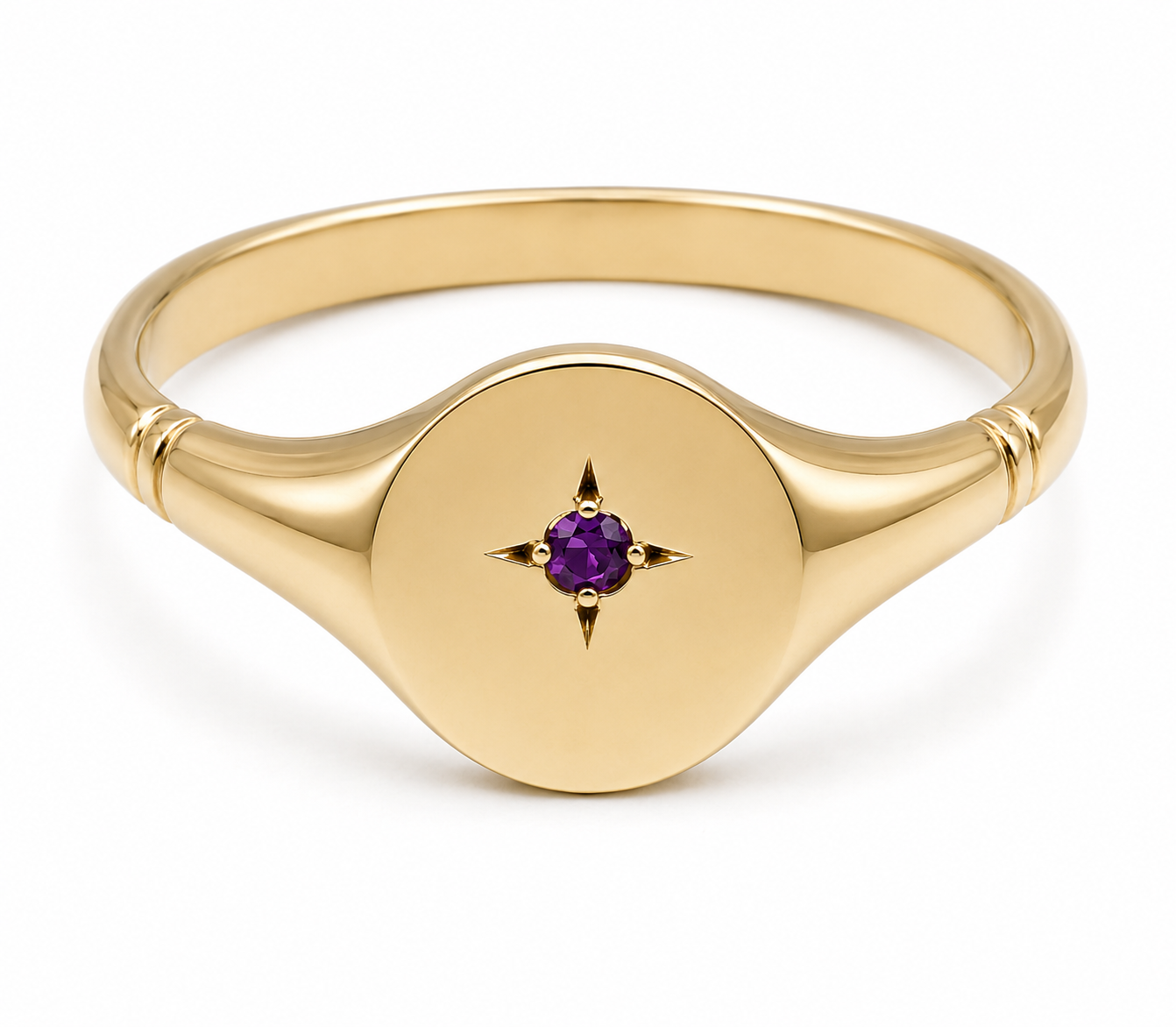 Genuine 9ct 9k 375 Amethyst Set Yellow, Rose or White Gold Oval Signet Ring