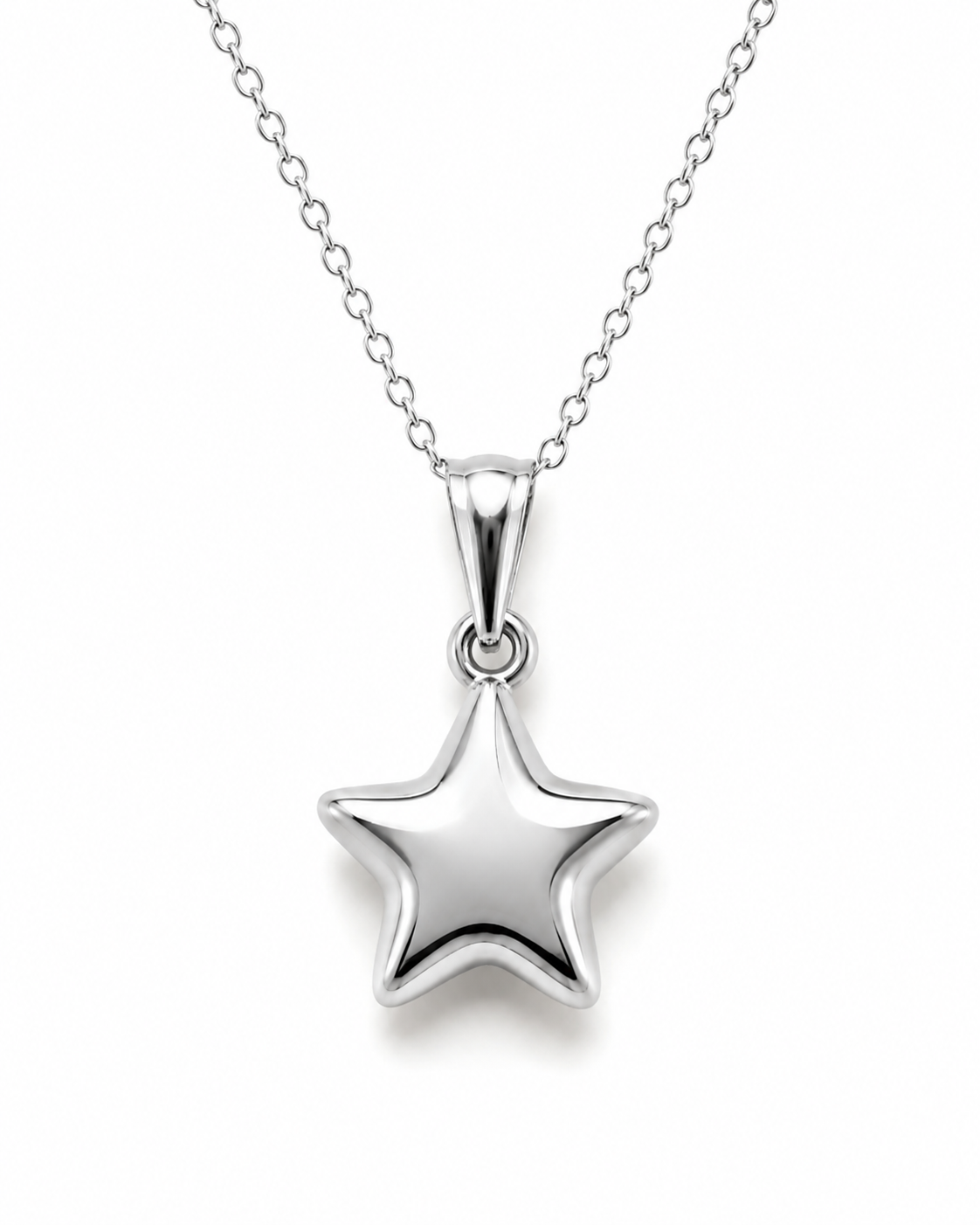 Genuine 9ct 9K 375 Yellow, Rose or White Gold Thin Cable Chain Necklace 45cm + Star Pendant