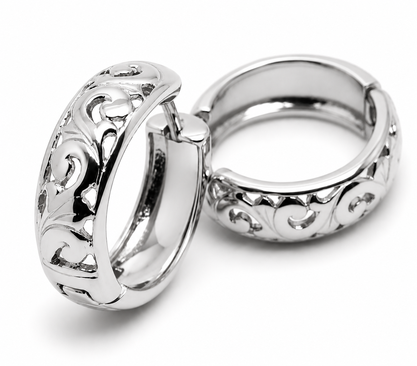 Kaedesigns Genuine 9ct 9k 375 Solid Yellow, Rose or White Gold Hoop Filigree Huggies Earrings