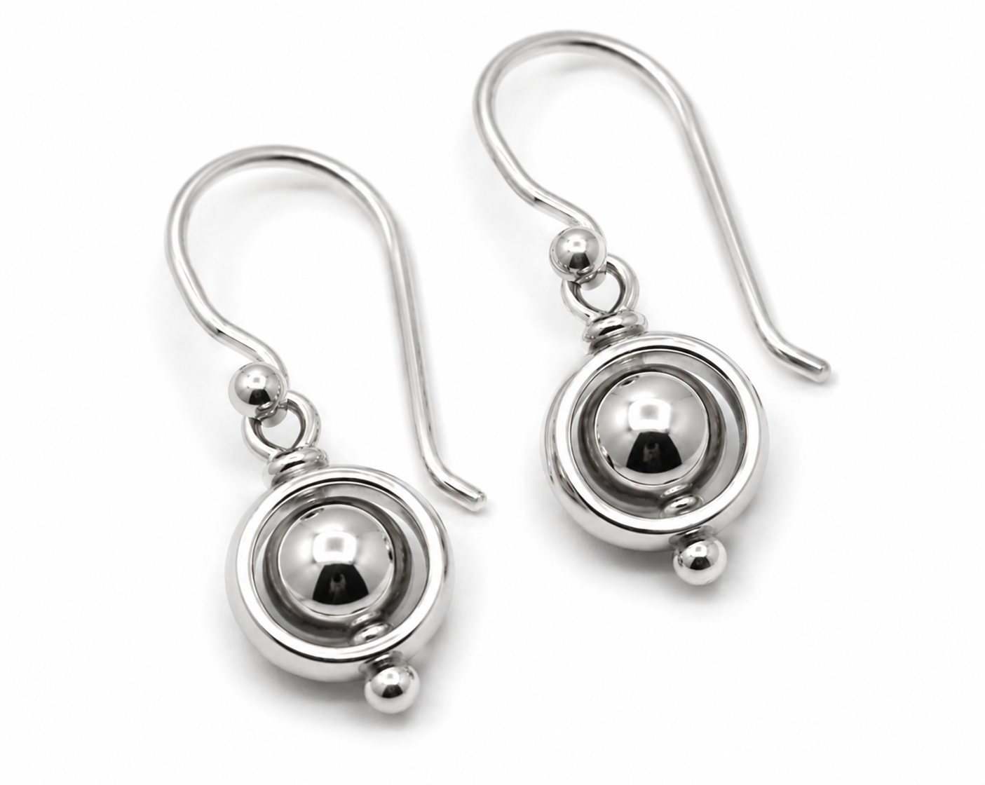 Kaedesigns, Genuine 9ct 9kt Yellow, Rose or White Gold Spinning Belcher Ball Drop Earrings