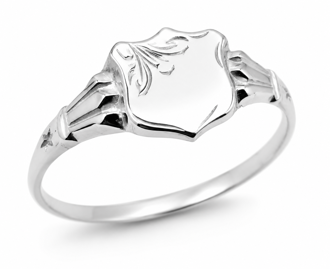 Childs Genuine Solid Sterling Silver 925 Shield Signet Ring