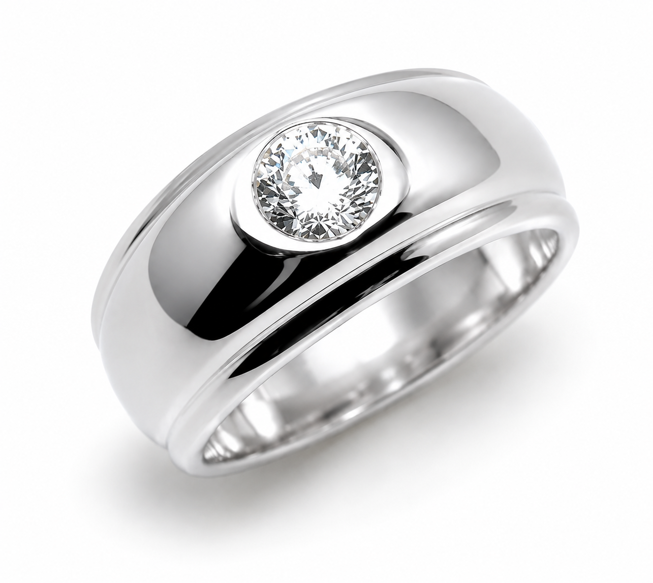 Genuine 9ct 9K 375 Yellow, Rose or White Gold 9mm Wide Dome Ring With Cubic Zirconia Dress Ring - Choose your ring size H to T