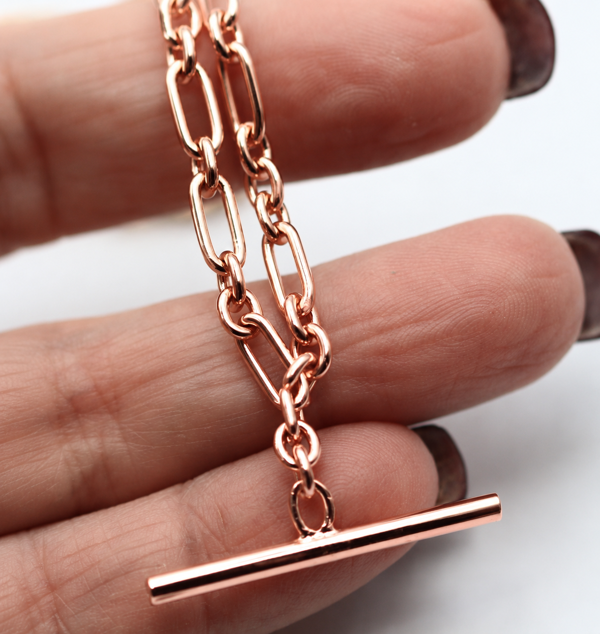 Genuine Solid 45cm 18ct 750 Yellow, Rose or White Gold Fancy Link Chain Necklace + T-Bar