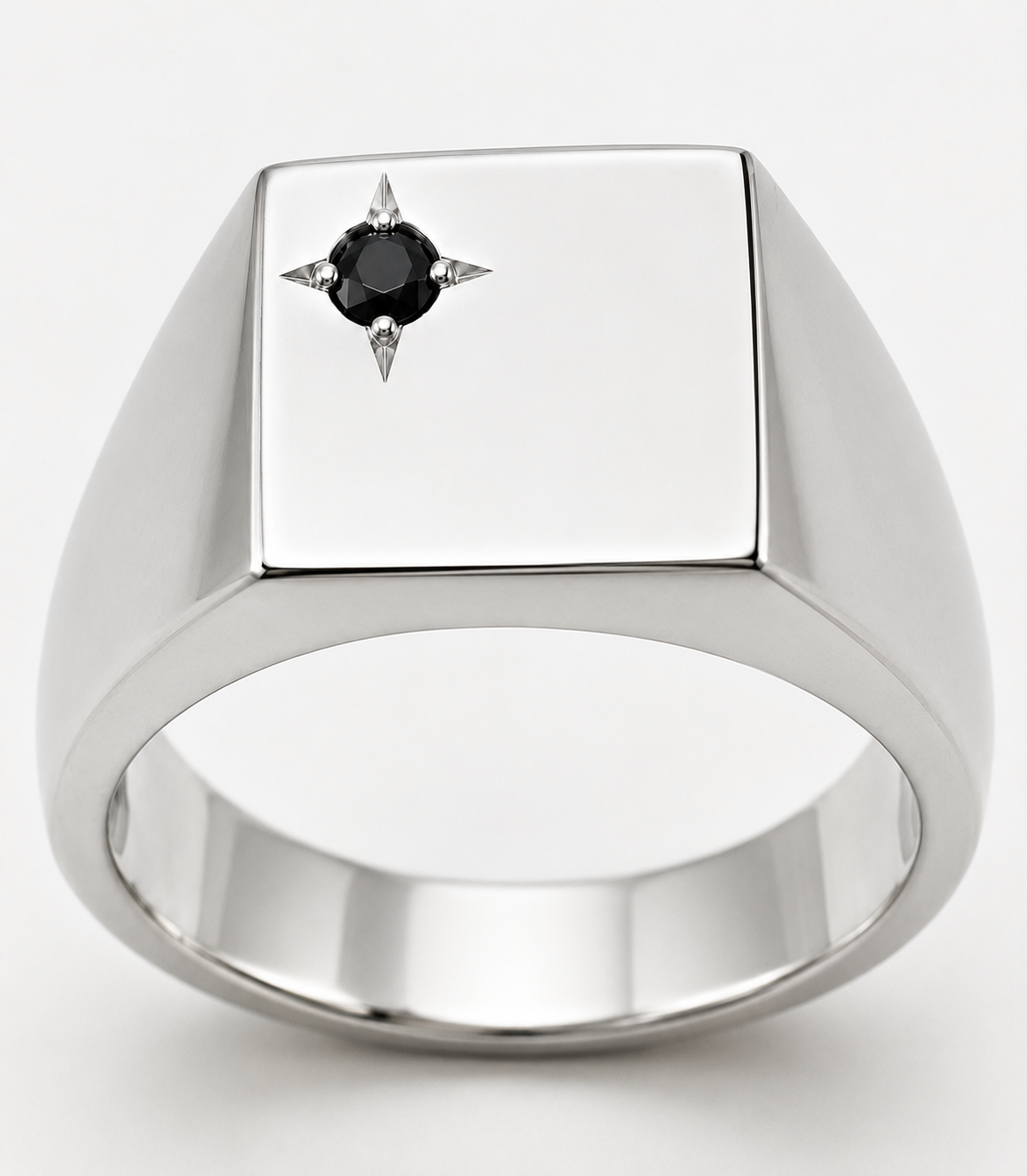 Genuine Heavy Solid 9ct 9k 375 Yellow, Rose or White Gold Rectangular Men Signet Ring, Set with Blue Sapphire