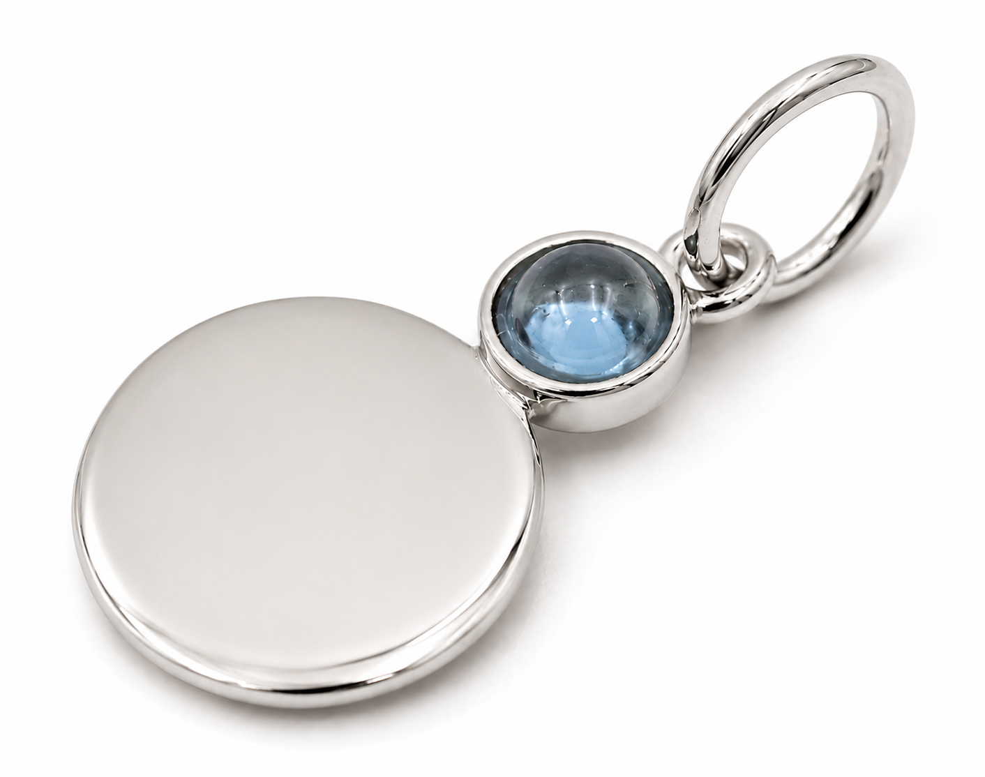 Genuine 9ct 9k 375 Yellow, Rose or White Gold 11mm Cabochon Topaz Filigree Disc Round Circle Pendant