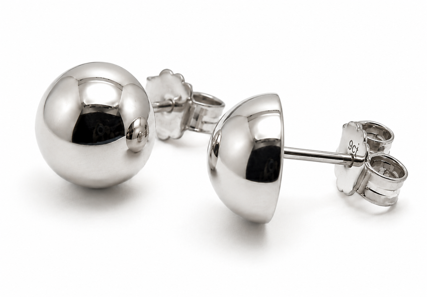 Genuine 9ct 9K 375 Solid Yellow, Rose or White Gold 10mm Stud Half Ball Earrings
