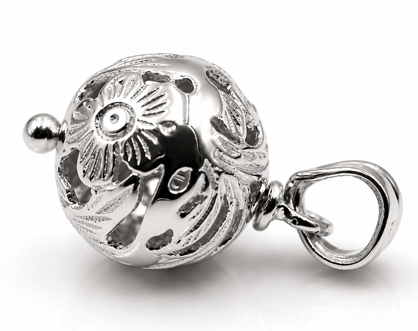 Kaedesigns Genuine 9ct 9K 375 Yellow, Rose or White Gold Flower Filigree Ball 14mm Pendant