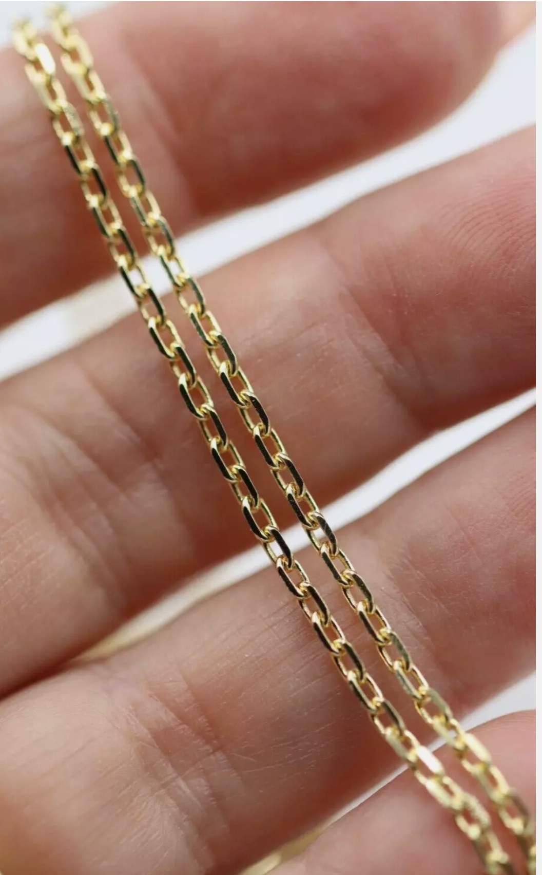 Genuine 9ct 9k 375 Yellow Gold Diamond Cut Anchor 2mm- Choose from 40cm, 45cm, 50cm and 60cm (Copy)