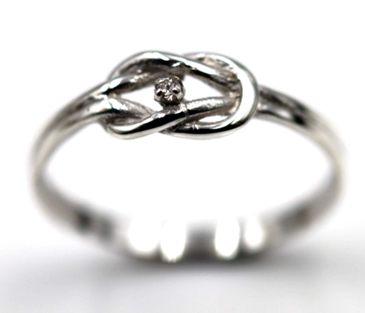 Genuine New Sterling Silver 925 Infinity Diamond Knot Ring Size P / 7.5