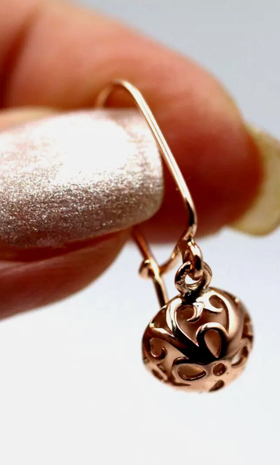 Kaedesigns 9ct 9k Solid Yellow, Rose or White Gold Half Ball Filigree Earrings