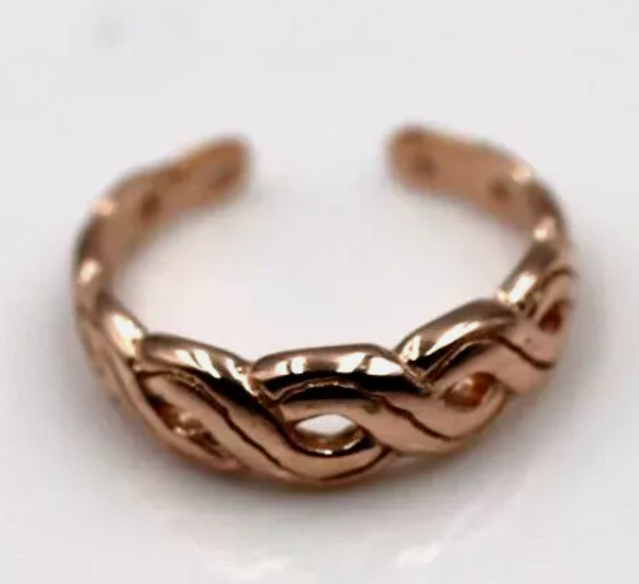 Genuine 9ct Yellow or Rose or White Gold or Sterling Silver Weave Toe Ring 209