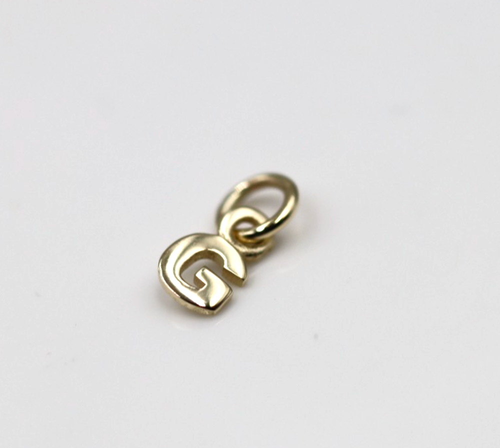 Genuine 9ct 9kt Genuine Tiny Very Small Yellow, Rose or White Gold Initial Pendant / Charm G