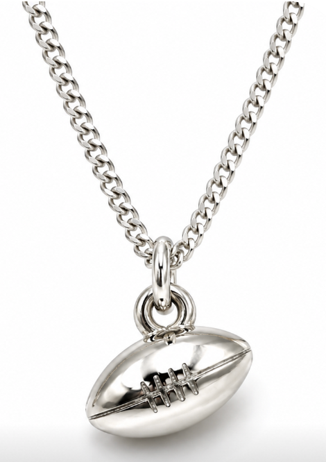 Genuine Sterling Silver 925 Football Ball Pendant or Charm