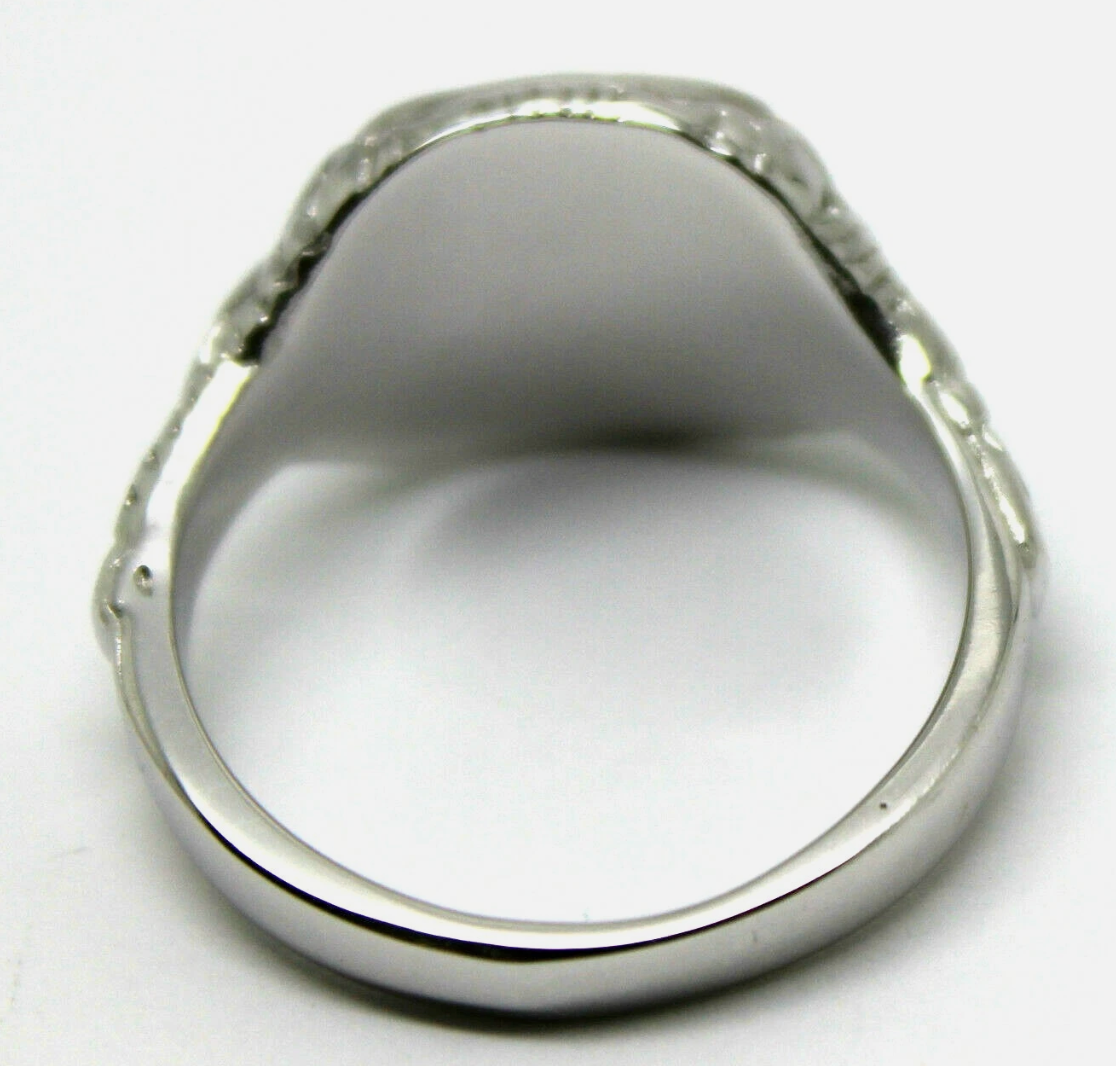 Kaedesigns Solid Genuine 9ct 9kt 375 White Gold Square Engraved Signet Ring 335 - Choose your ring size Q to Z