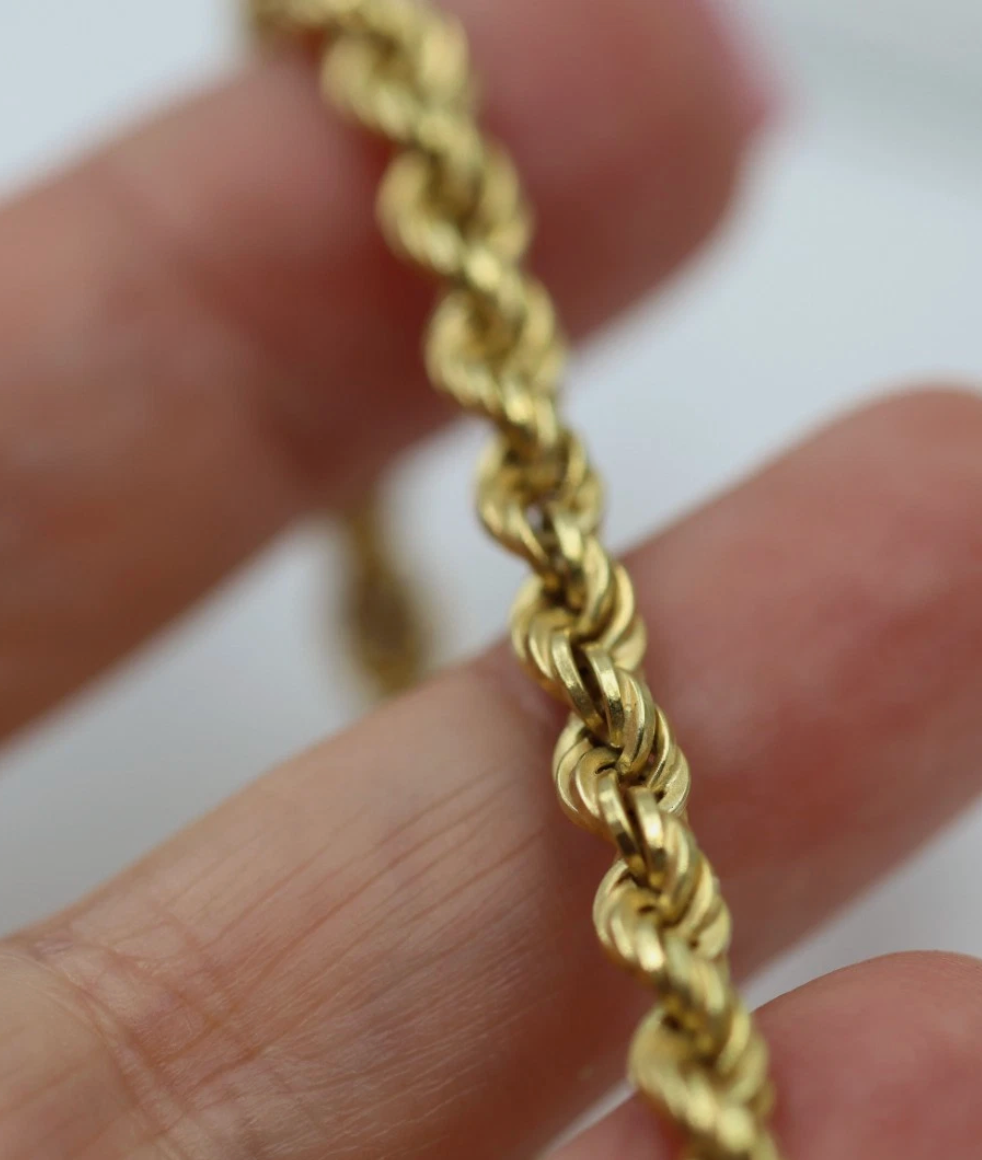 Genuine 14ct 14k Yellow Gold Rope 80cm Rope Chain Necklace 20 grams