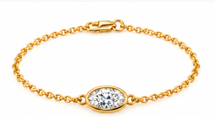 Genuine 9ct 9k 375 Yellow, Rose or White Gold Lab Grown 1.2ct Diamond Oval Belcher 20cm Bracelet