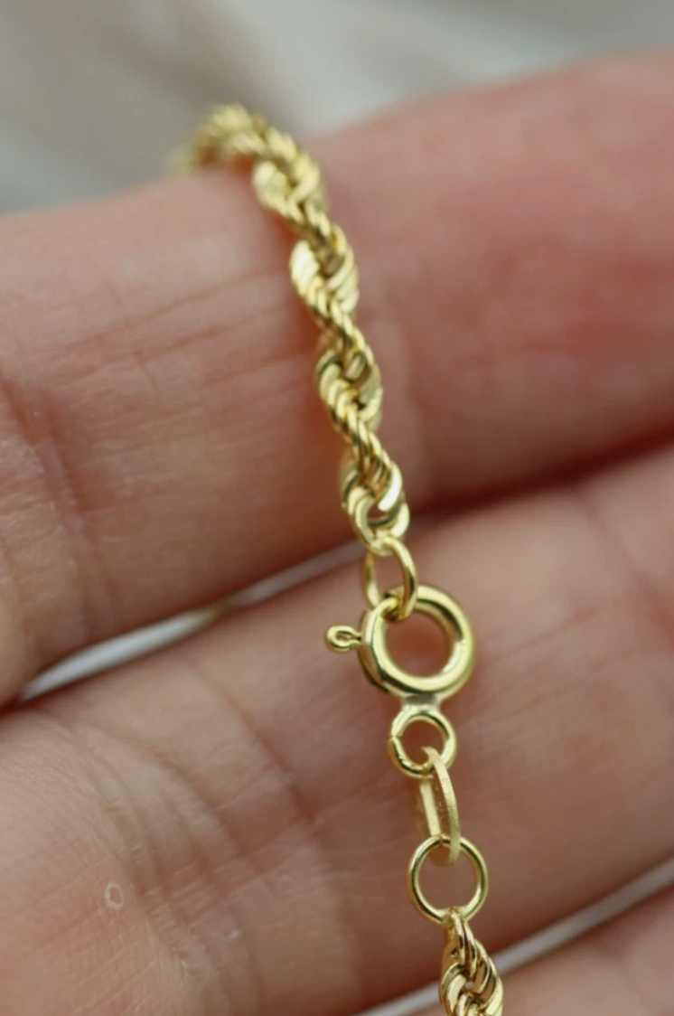 9ct Yellow Gold Diamond-Cut Rope Chain Necklace – 2.7mm, 45cm