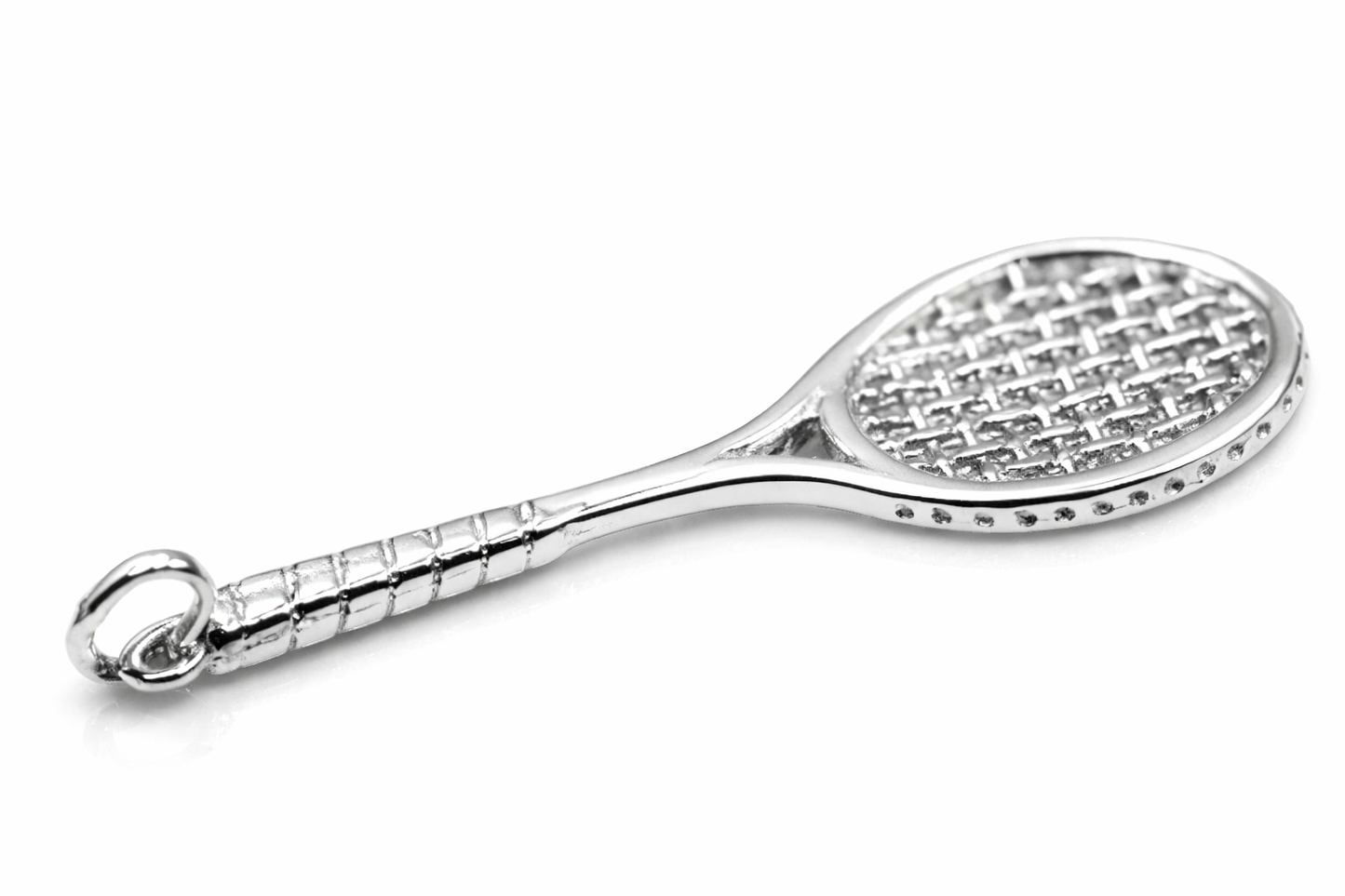 Sterling Silver 925 Tennis Racquet Court Sport Pendant / Charm