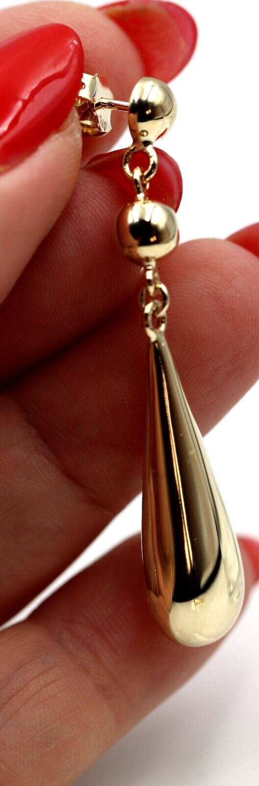 Genuine 9ct 9k 375 Yellow, Rose or White Gold Teardrop Tear Drop Double Ball Stud Earrings
