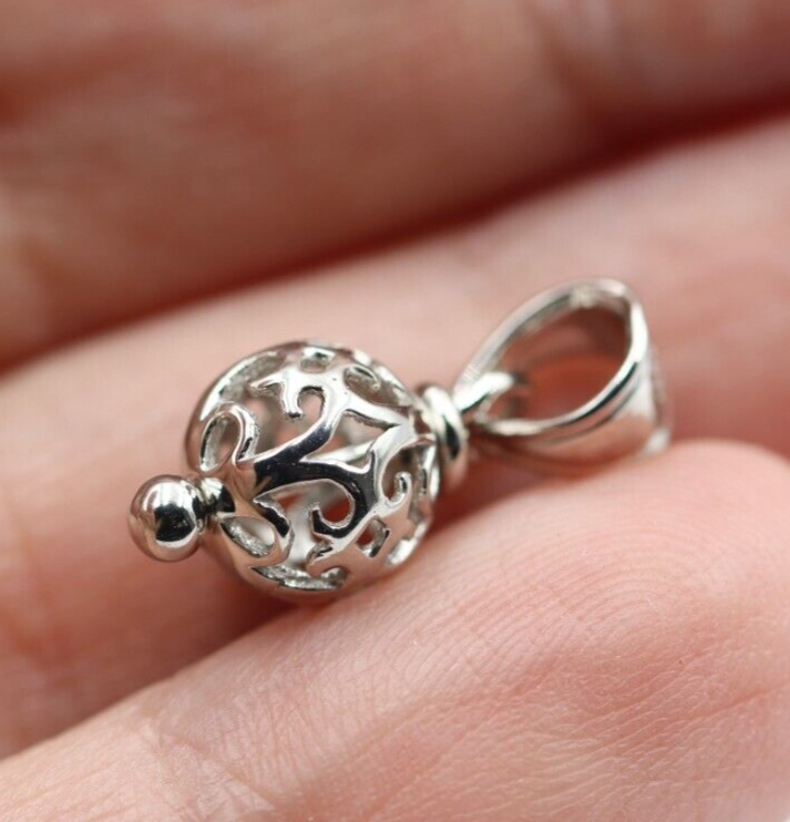 Genuine 9ct 9k Yellow, Rose or White Gold 8mm Small Filigree Ball Pendant