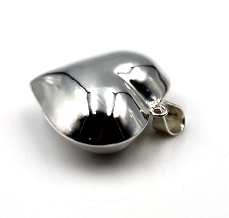 Sterling Silver 925 Medium Puffy Bubble Heart Pendant + 45cm Chain