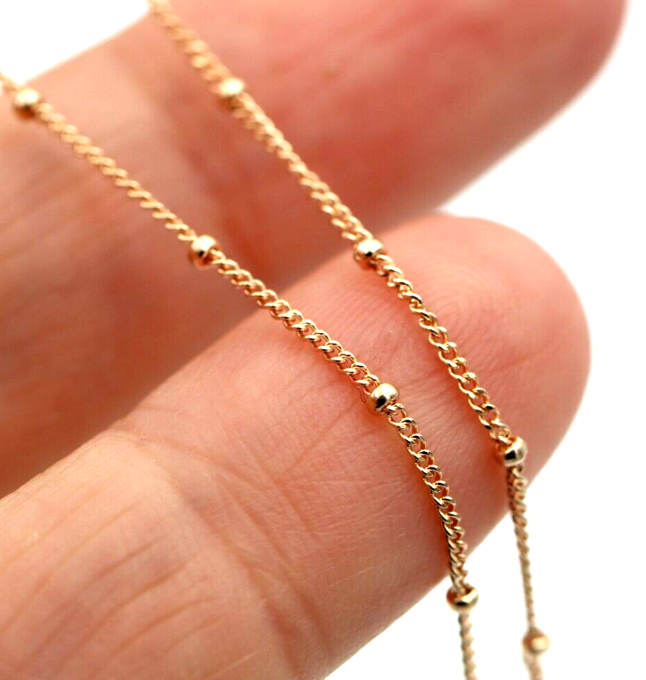 Genuine 9ct Yellow, Rose or White White Gold Diamond Cut Curb ball Necklace Chain 42cm