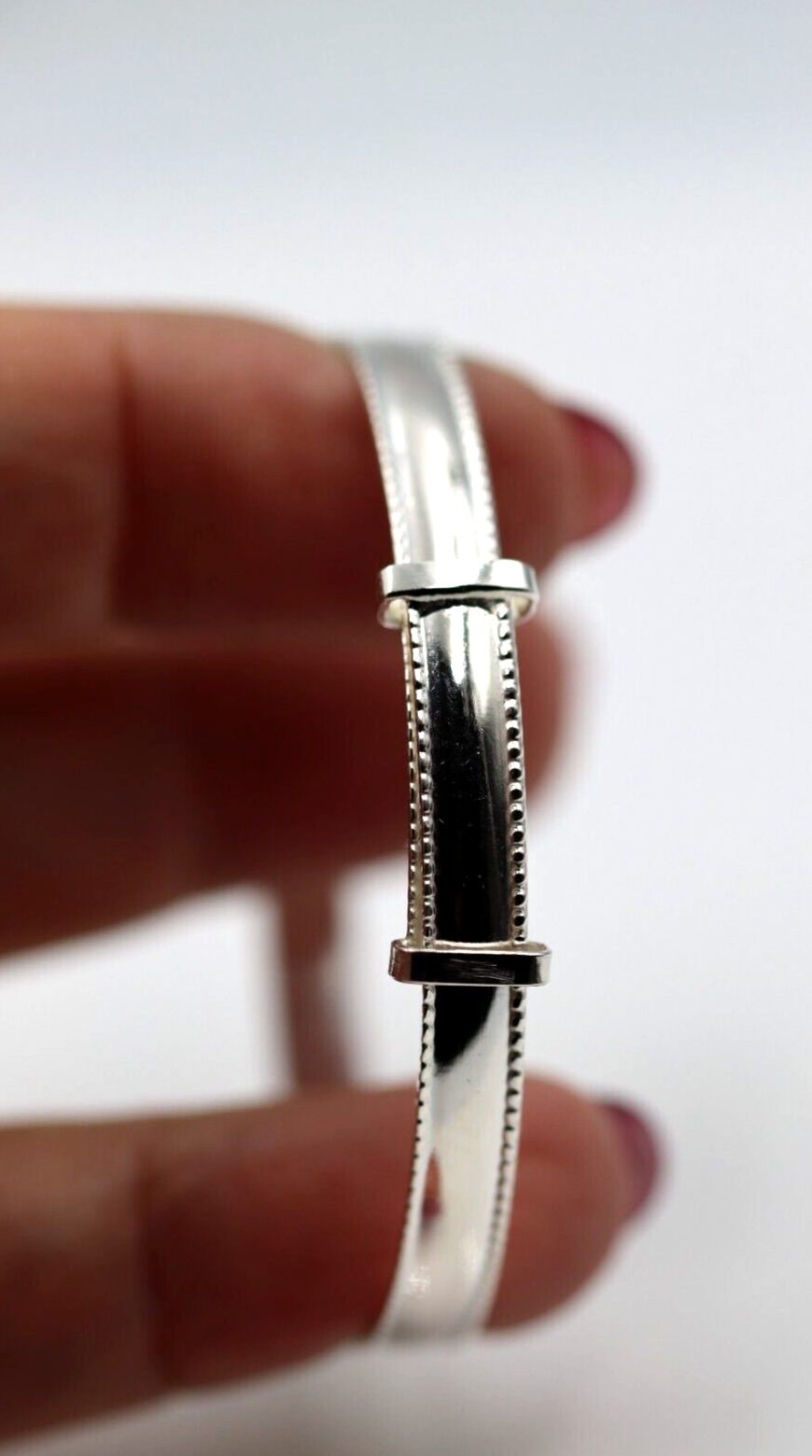 Sterling Silver 925 5mm Childs Rope Edge Plain Expanding Bangle