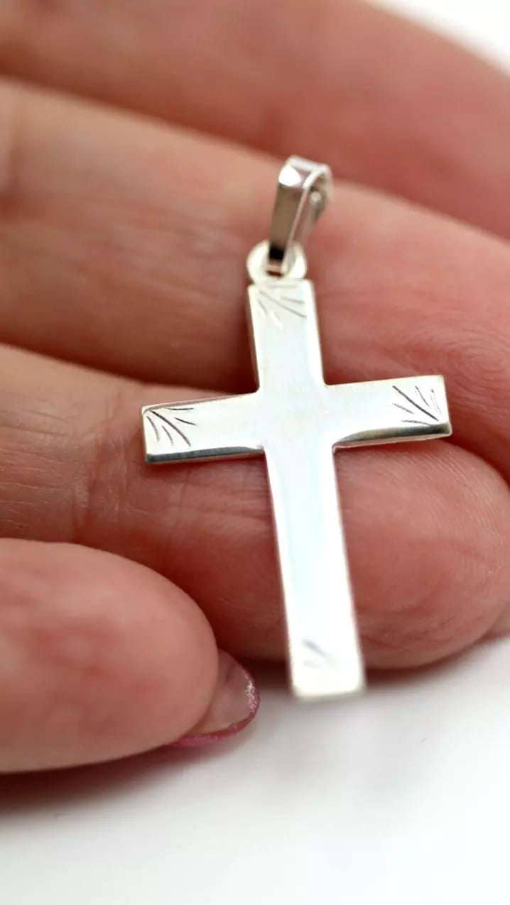 Genuine Sterling Silver 925 Fancy Cross Pendant Charm