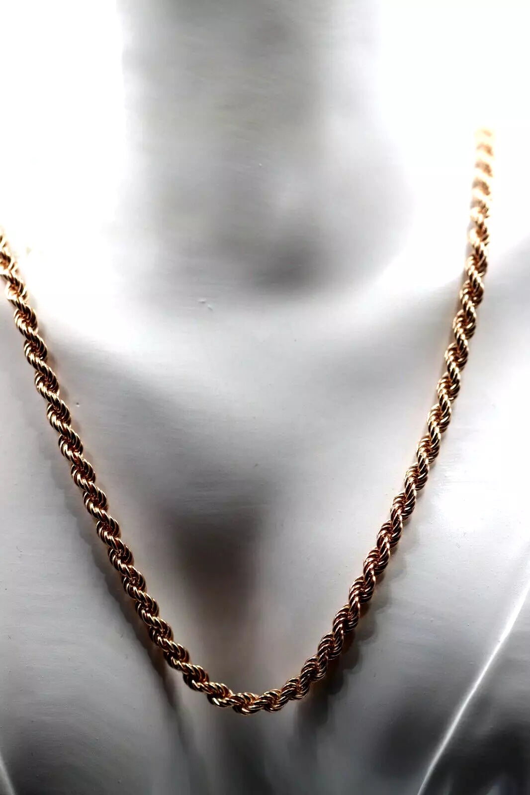 Genuine 9ct 9k Yellow, Rose or White Gold Solid Rope Chain 4.4mm Wide - 50cm, 55cm, 60cm or 65cm lengths