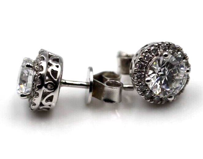 Genuine 9ct 9k White Gold G/S1 2ct Lab Grown Diamond Studs Earrings