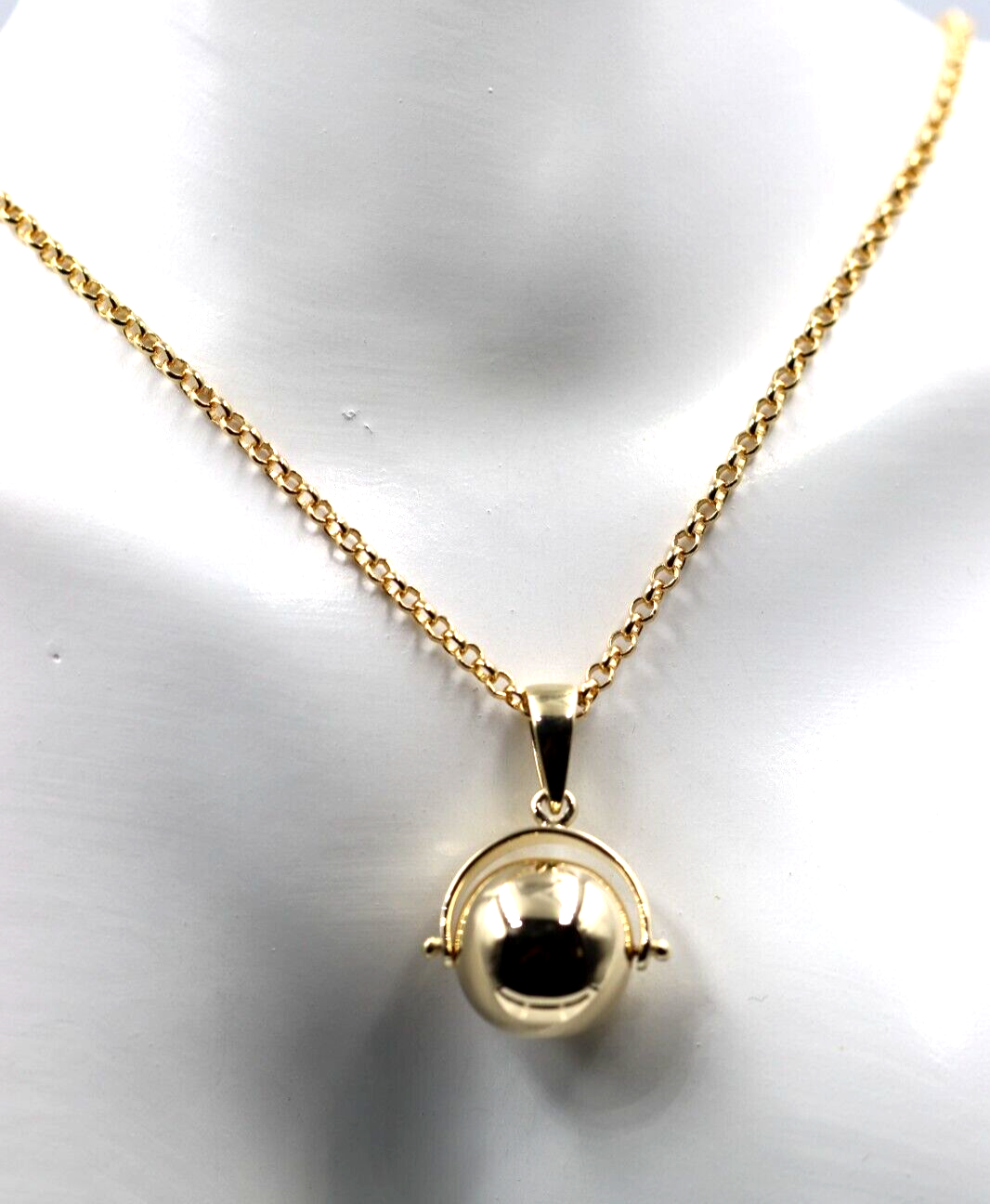 Genuine 9ct 9k Yellow Gold 70cm Cable Necklace Chain + Spinner Pendant