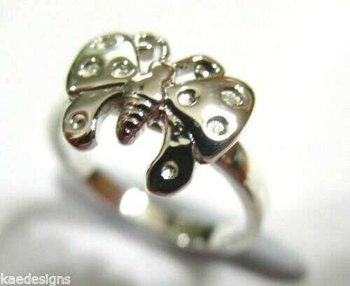 Genuine Solid 9ct White Or Rose Or Yellow Gold Butterfly Ring Choose Size