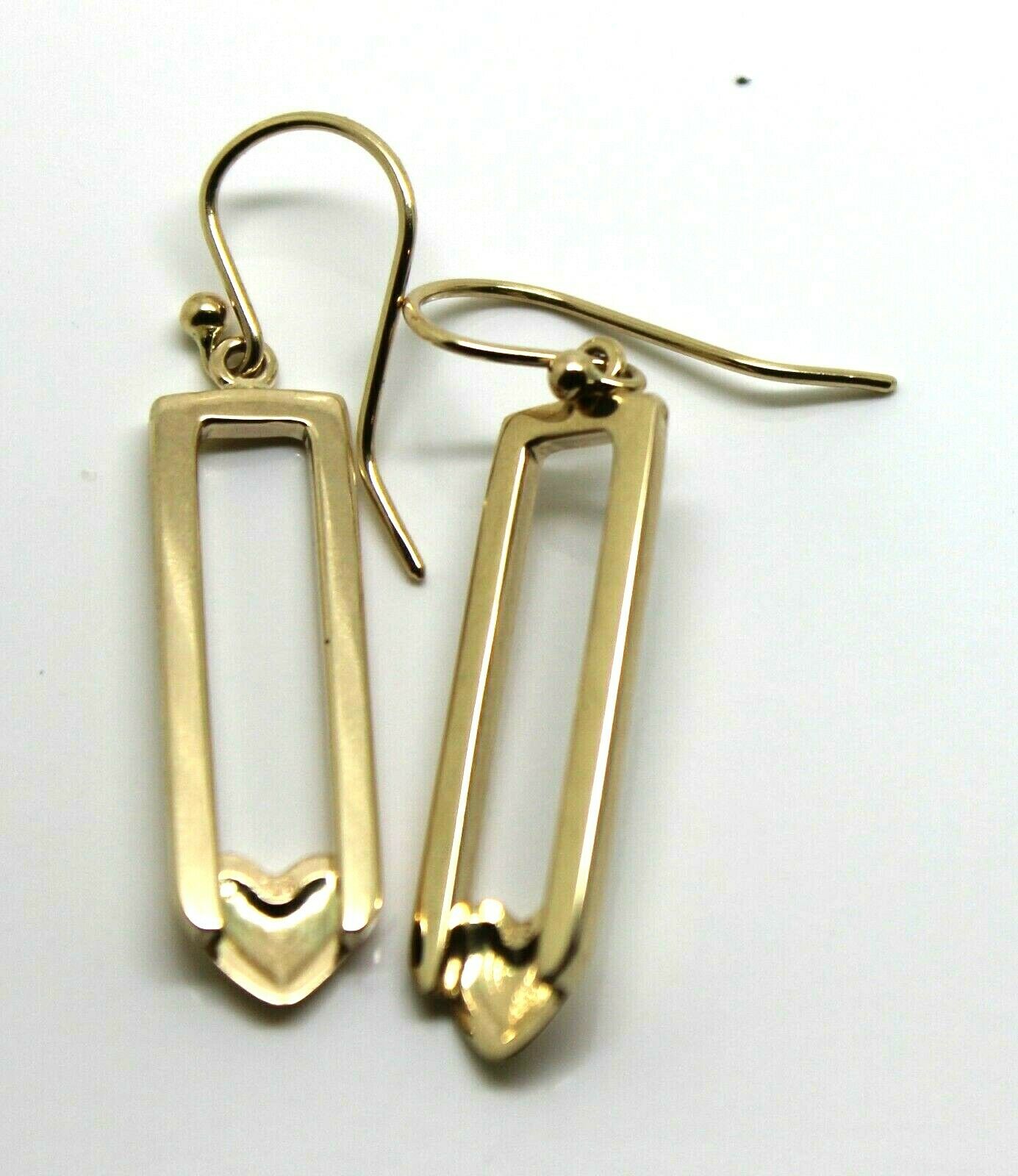 Genuine 9ct 9k 375 Yellow, Rose or White Gold Heart Drop Hook Earrings