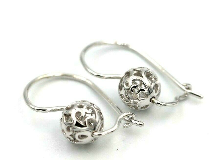 Genuine New 9k 9ct 375 Yellow, Rose and White Gold 8mm Ball Filigree Earrings