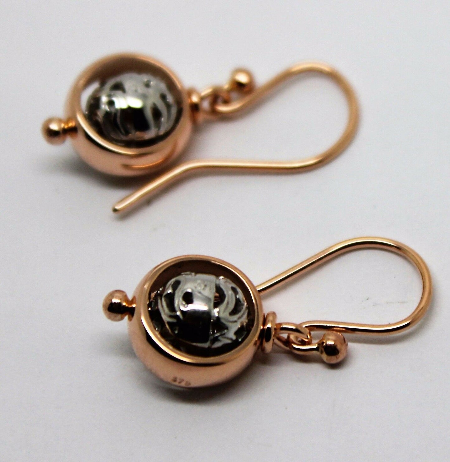 Kaedesigns Genuine 9ct 9k 375 Rose & White Gold Filigree Belcher Ball Earrings