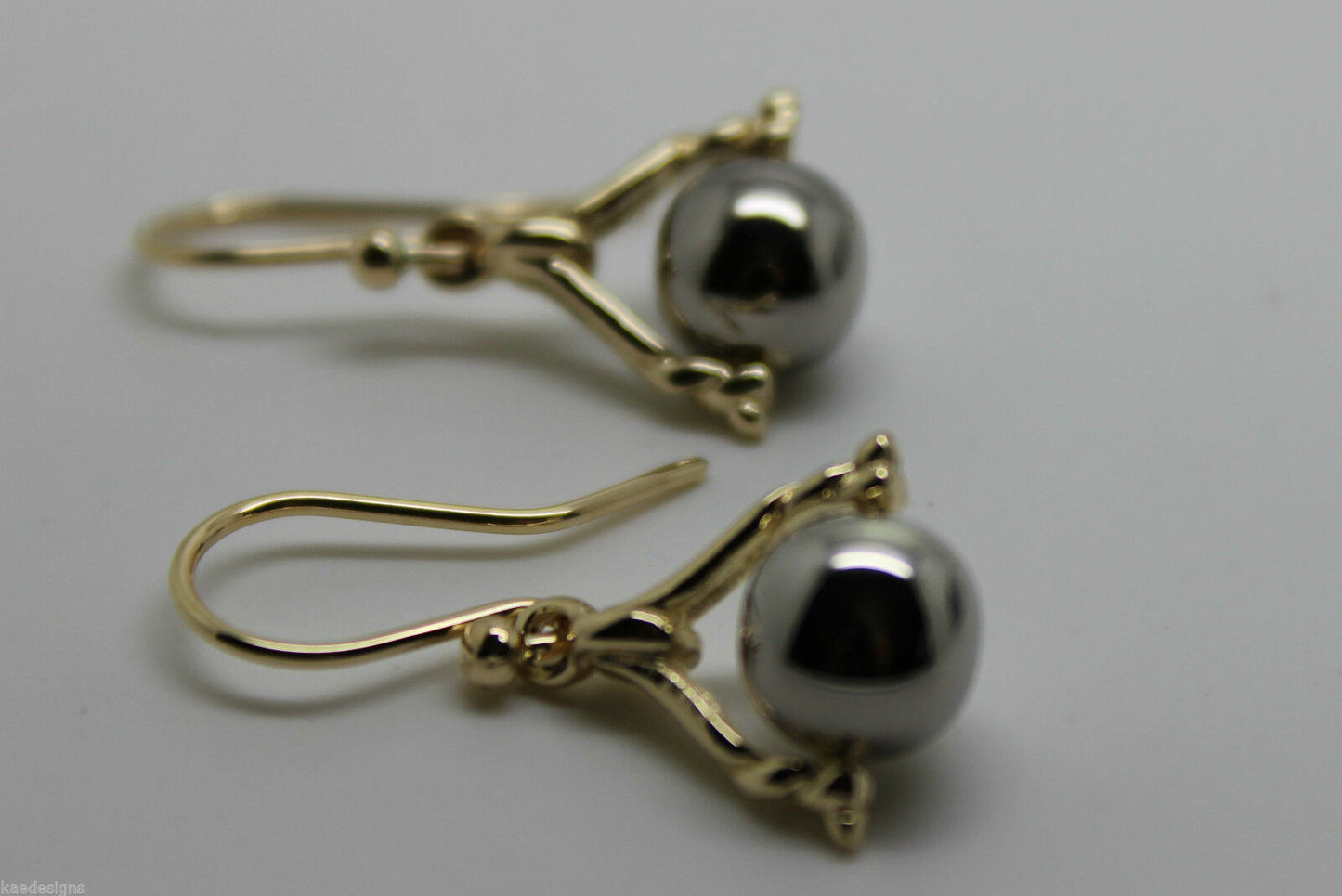 Genuine 9ct 9K 375 Solid Yellow And White Gold Plain Ball Spinner Earrings 435