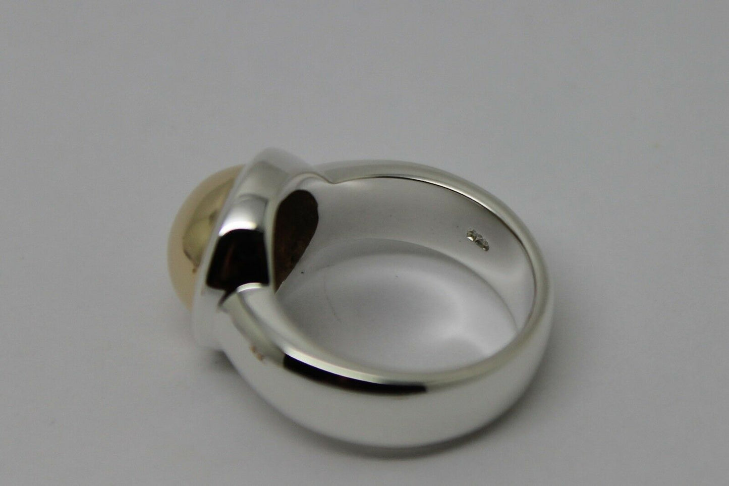 Size M Kaedesigns New Genuine Sterling Silver & 9ct Yellow Gold Half Ball Ring
