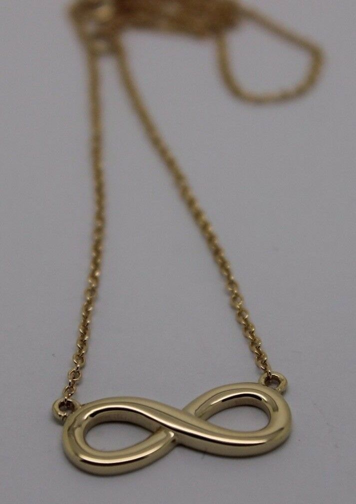 Kaedesigns 9ct 9k 375 Solid Yellow Gold Infinity Long 56cm Belcher Necklace
