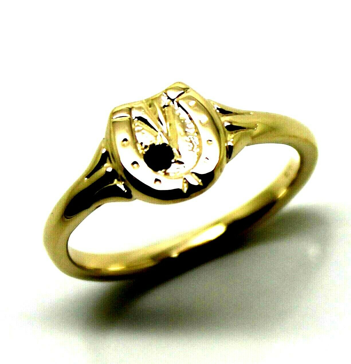 Size O New Genuine New 9ct Yellow, Rose or White Gold Childs Horse Shoe Sapphire Set Ring