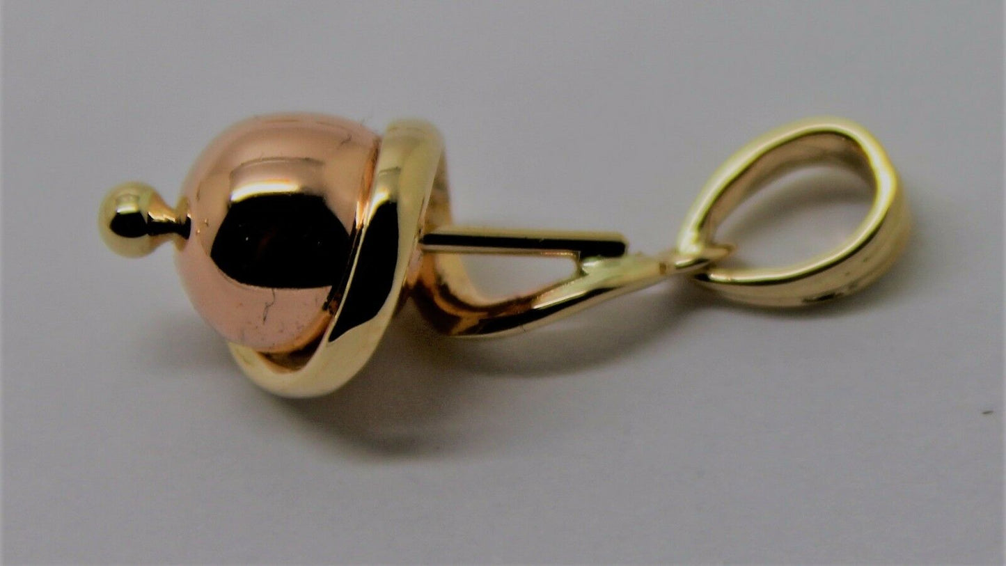 Genuine 9ct 9kt 375 Yellow & Rose Gold 8mm Swirl Ball Pendant