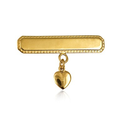 Genuine 9ct 9k Yellow or Rose Heart Baby Brooch * Free laser engraving