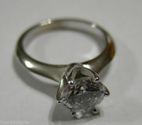 Kaedesigns Genuine 9ct 375 Solid White Gold Claw Set Ring Size J