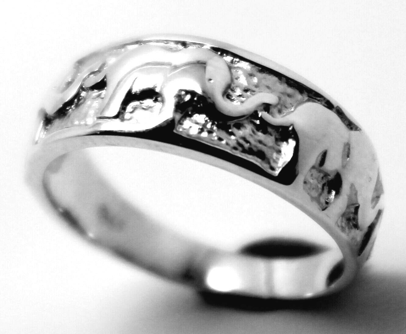 Genuine 9ct Solid Yellow, Rose or White Gold Lucky Elephant Ring Size U