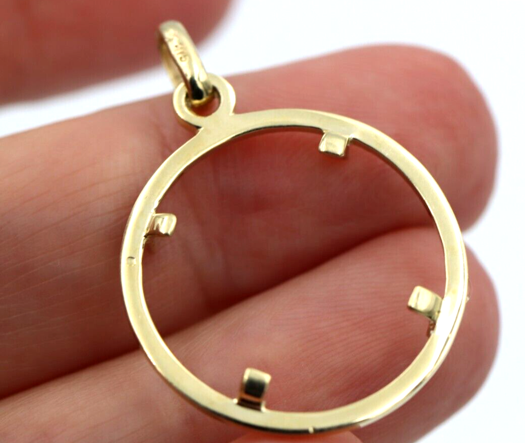 Genuine Solid 9ct Yellow Gold Half Sovereign Plain Coin Frame 23.5mm